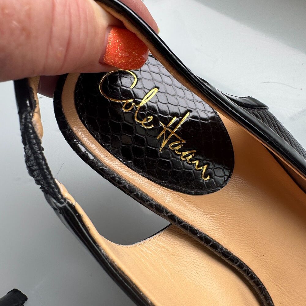 Cole Haan Air Talia Black Leather Slingback Pumps Nike Integration Size 8.5 - Picture 4 of 9